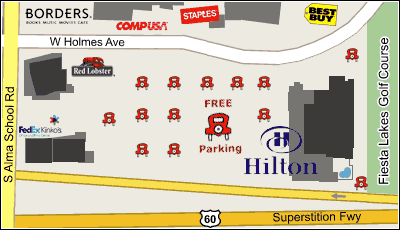 Free Parking Map for Hilton Phoenix / East Mesa